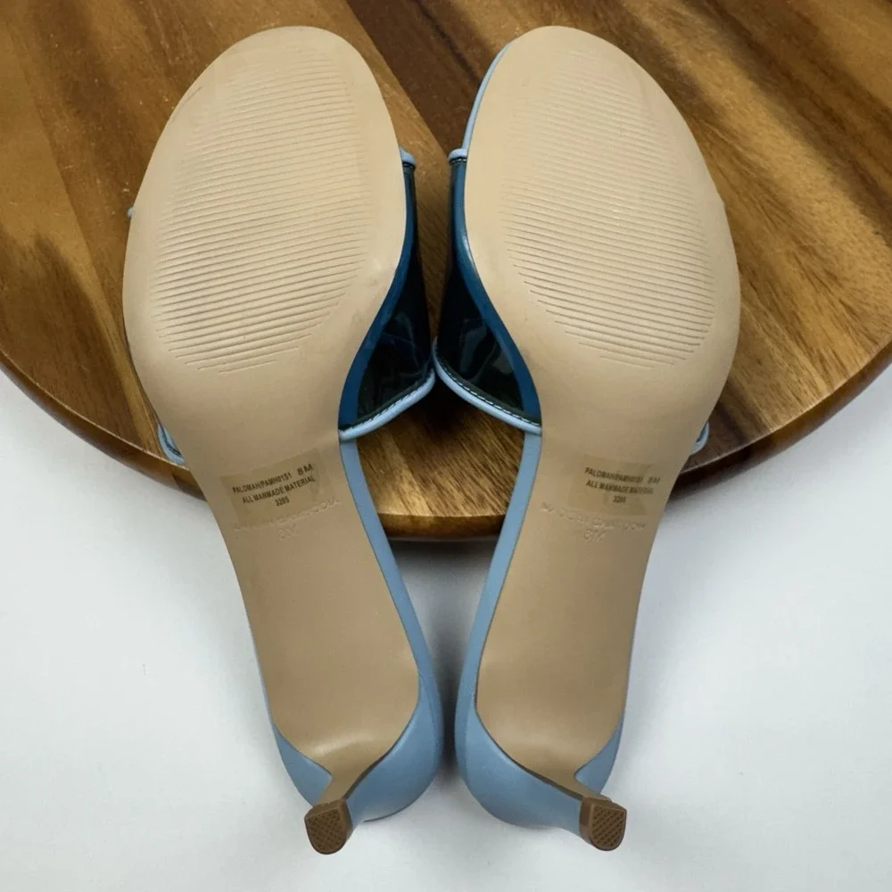New NWOB Womens Steve Madden Paloma Blue Slip On Heeled Mules Sandals Size 8 M